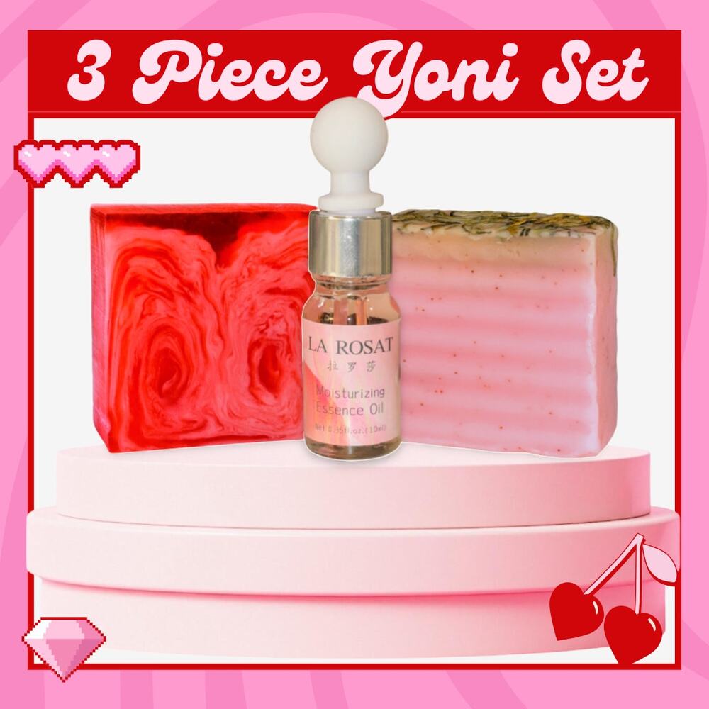 3 pcs Yoni Intimate Bar Oil Set Cold‎ Pressed Herb Soap Floral Sensitive Natural